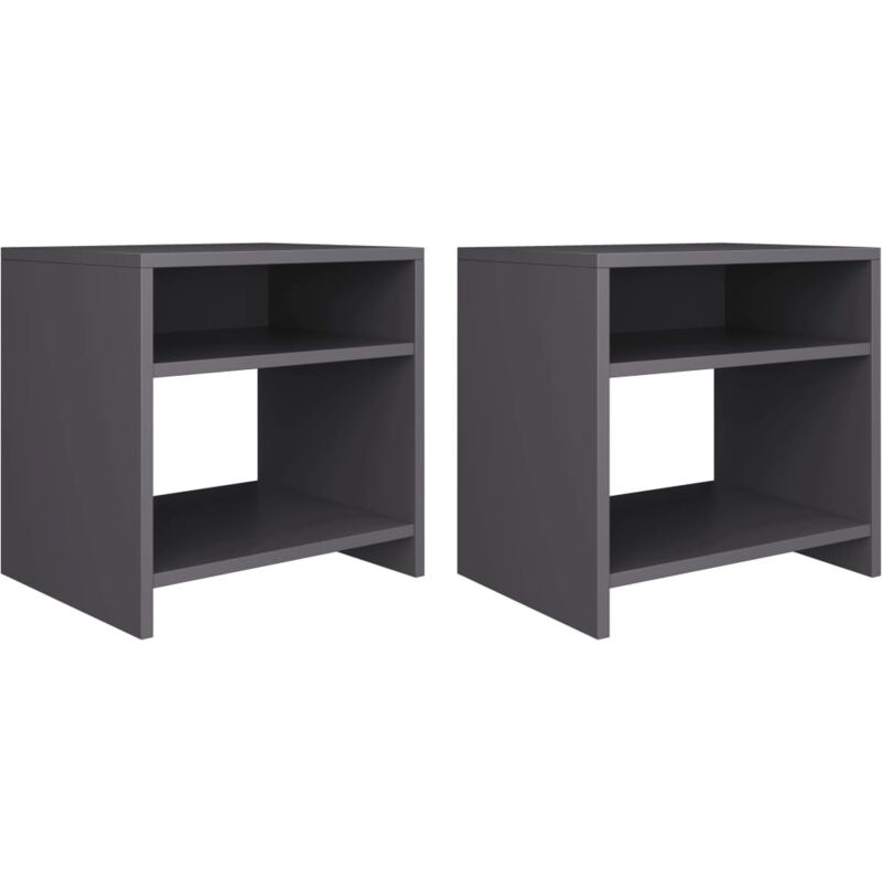 

vidaXL Mesita de Noche Aglomerado 40x30x40 cm Gris 2 Unidades - Gris