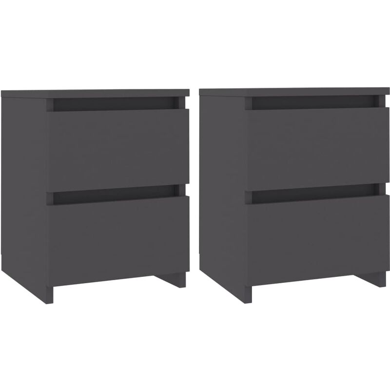 

vidaXL Mesita de Noche de Aglomerado 30x30x40 cm Gris 2 Unidades - Gris