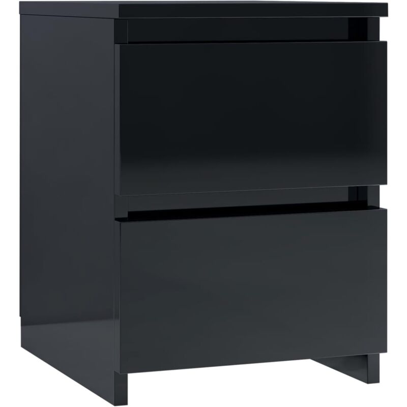 

vidaXL Mesita de Noche de Aglomerado 30x30x40 cm Negro Brillante - Negro