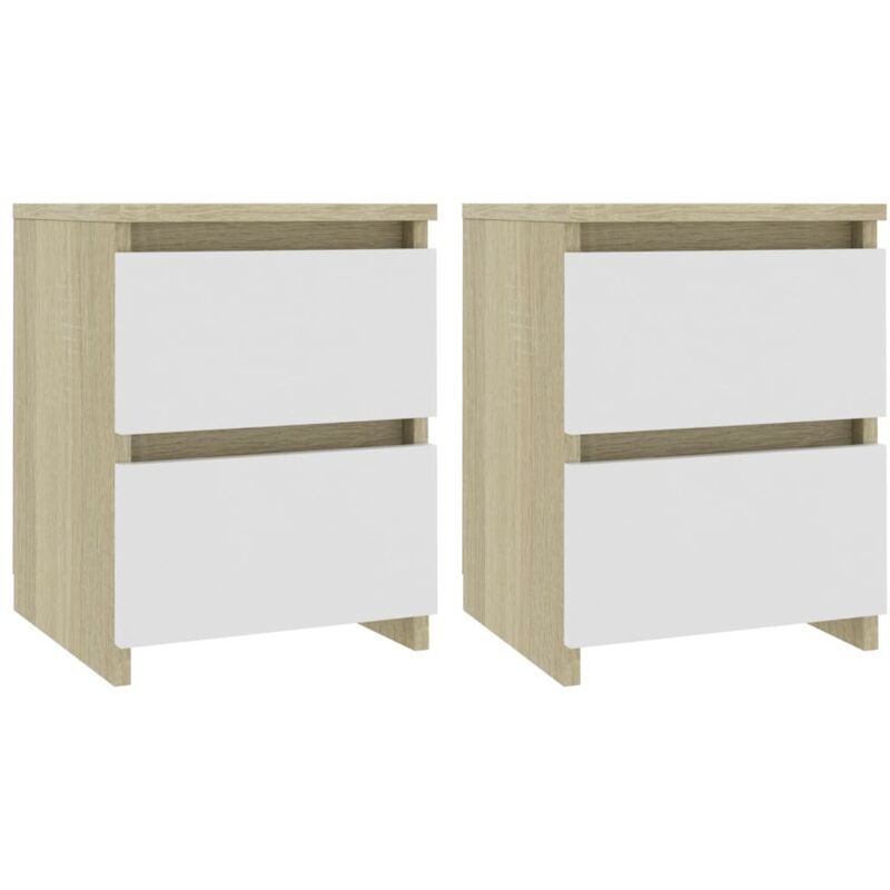 

vidaXL Mesita de Noche de Aglomerado 30x30x40 cm Blanco y Roble Sonoma 30x30x40cm 2 Unidades - Multicolor