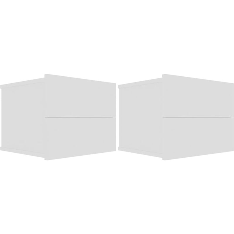 

vidaXL Mesita de Noche Aglomerado 40x30x30 cm Blanco 2 Unidades - Blanco