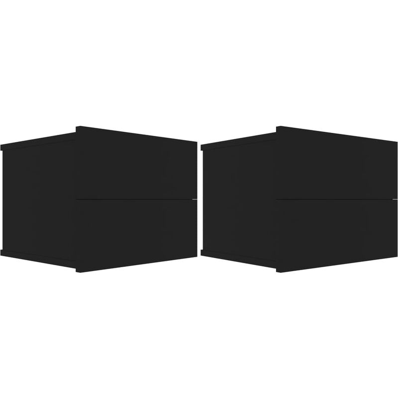 

vidaXL Mesita de Noche Aglomerado 40x30x30 cm Negro 2 Unidades - Negro