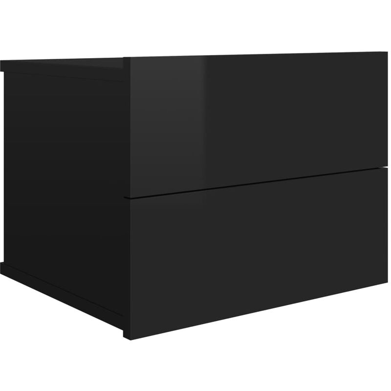 

vidaXL Mesita de Noche Aglomerado 40x30x30 cm Negro Brillante - Negro