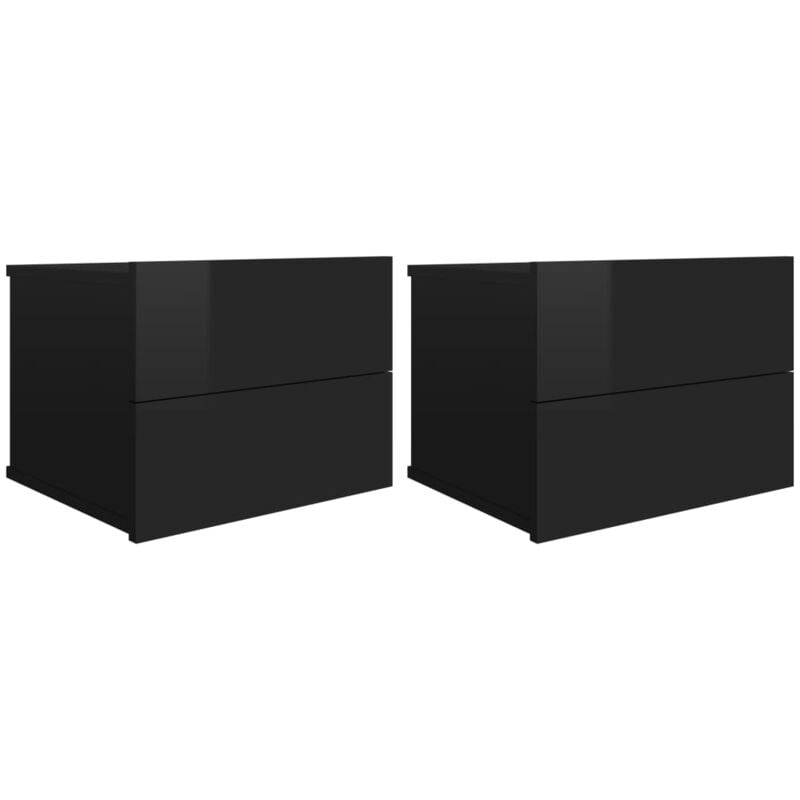 

vidaXL Mesita de Noche Aglomerado 40x30x30 cm Negro Brillante 2 Unidades - Negro