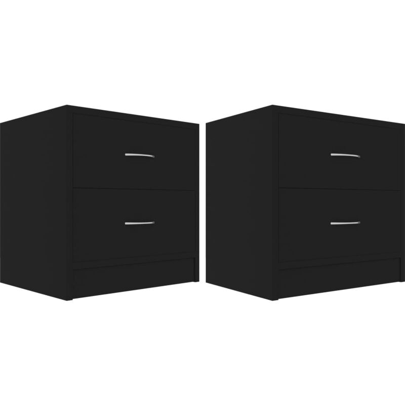 

vidaXL Mesita de Noche Aglomerado 40x30x40 cm Negro 2 Unidades - Negro