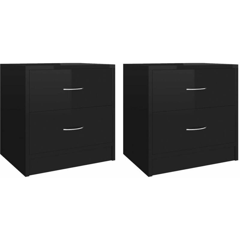 

vidaXL Mesita de Noche Aglomerado 40x30x40 cm Negro Brillante 2 Unidades - Negro