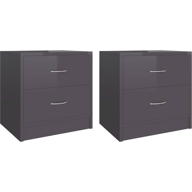 

vidaXL Mesita de Noche Aglomerado 40x30x40 cm Gris Brillante 2 Unidades - Gris