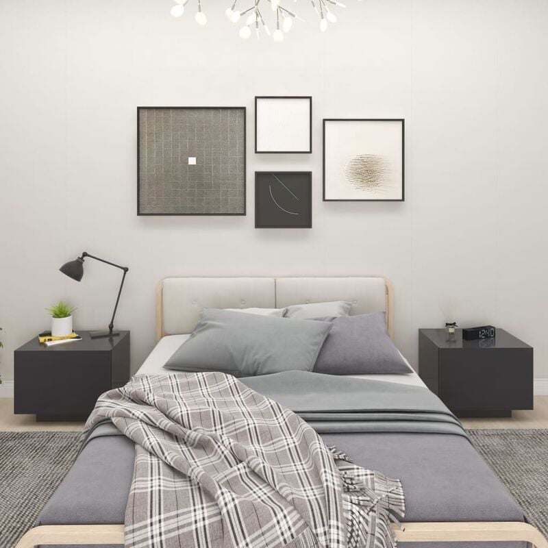 

Mesita de noche de aglomerado gris 100x35x40 cm