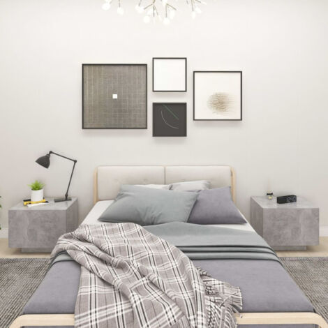 Mesita de noche de aglomerado gris hormigón 100x35x40 cm