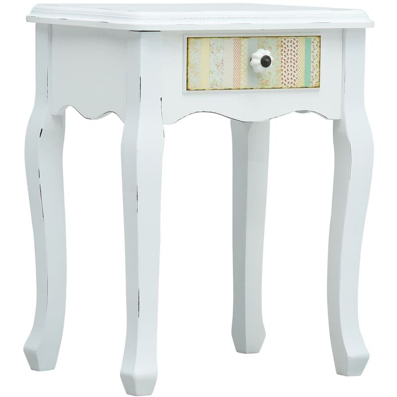 

Mesita de noche de madera blanca 40x30x50,5 cm
