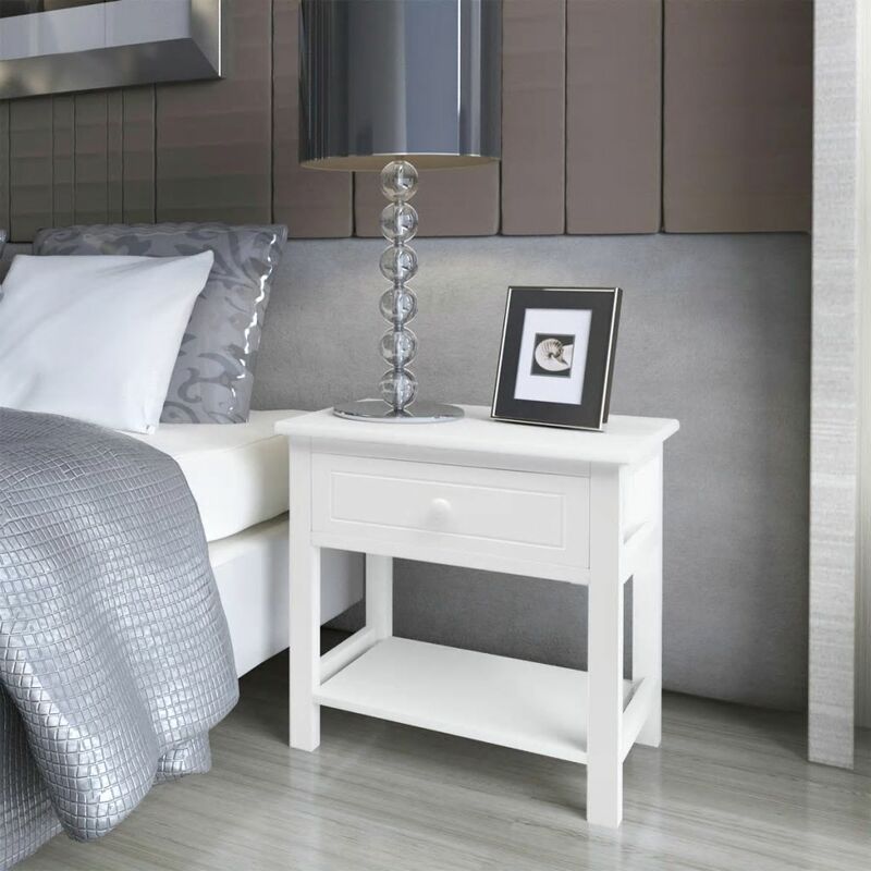 

Mesita de noche de madera blanca