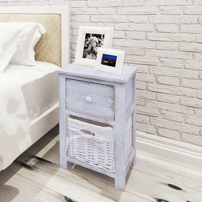 

Mesita de noche de madera blanca
