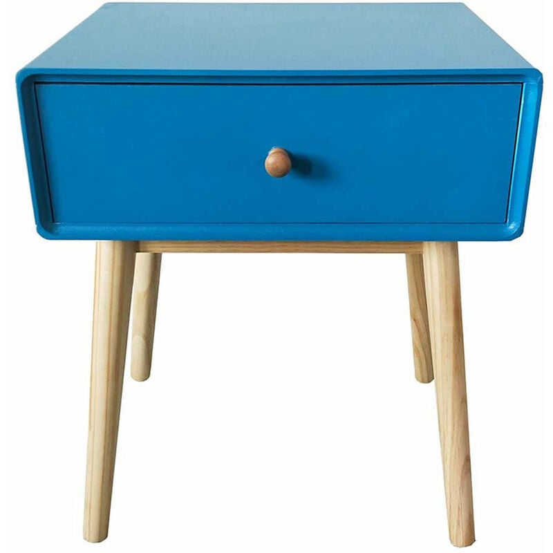 

Mesita de noche de madera con cajón de estilo escandinavo OLAF pato azul