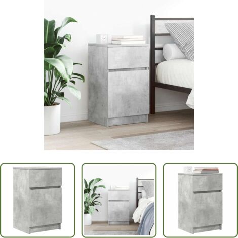 Mesita de noche de madera de ingeniería -  Mesilla de noche gris hormigón 39x35x65 cm madera de ingeniería