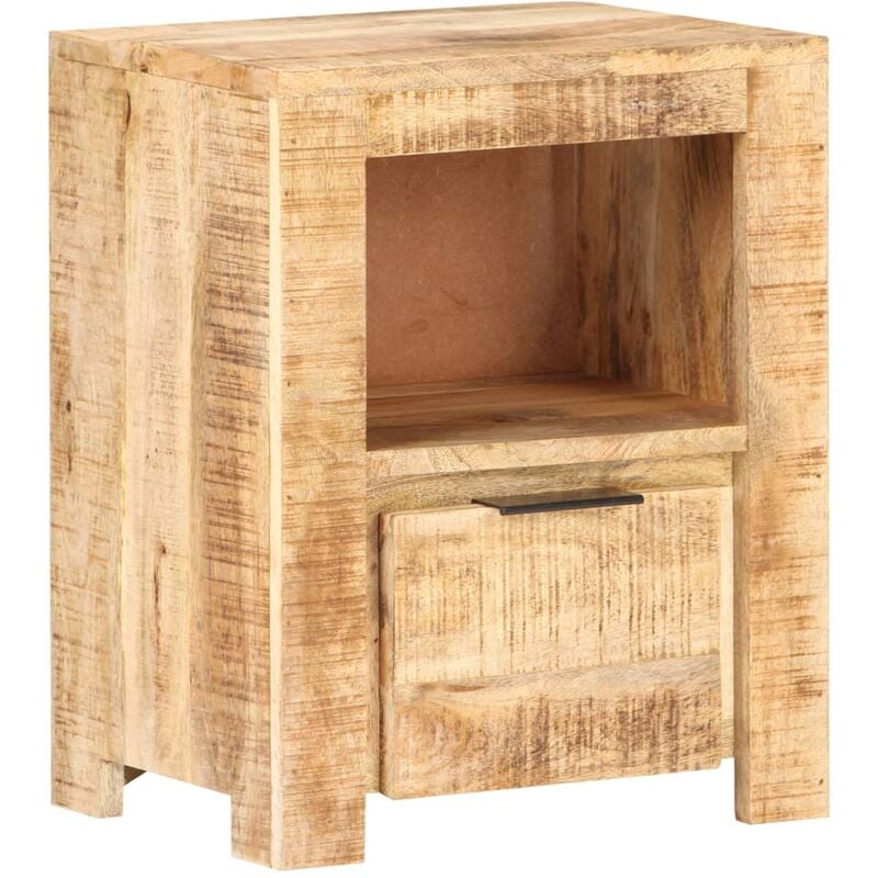 

Mesita de noche de madera de mango rugosa 40x30x50 cm - Marrón