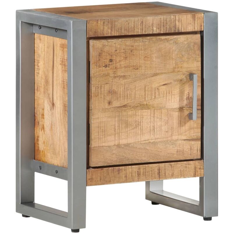 

Mesita de noche de madera de mango rugosa 40x30x50 cm - Marrón