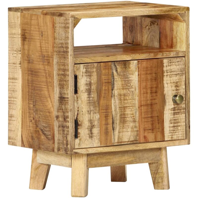 

vidaXL Mesita de noche de madera de mango rugosa 40x30x50 cm - Marrón
