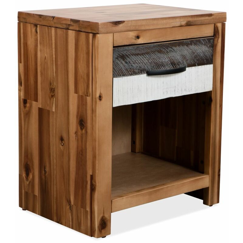 

Mesita de noche de madera maciza de acacia 40x30x48 cm