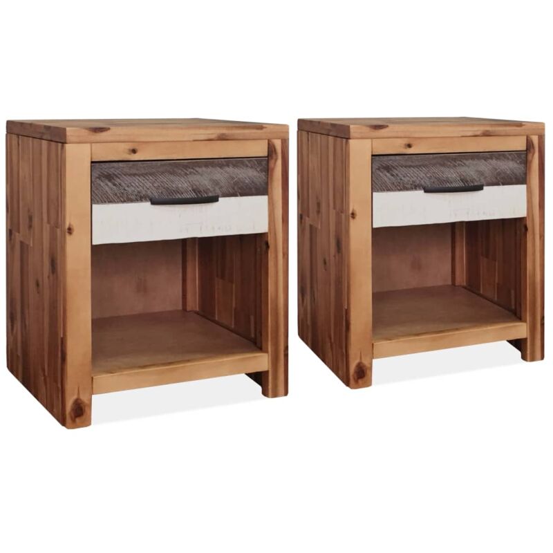 

vidaXL Mesita de Noche de Madera Maciza de Acacia 40x30x48 cm 2 Unidades - Marrón