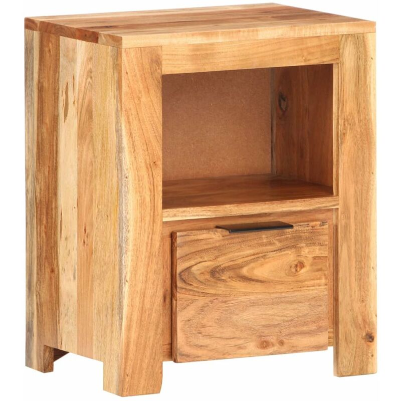 

Mesita de noche de madera maciza de acacia 40x30x50 cm