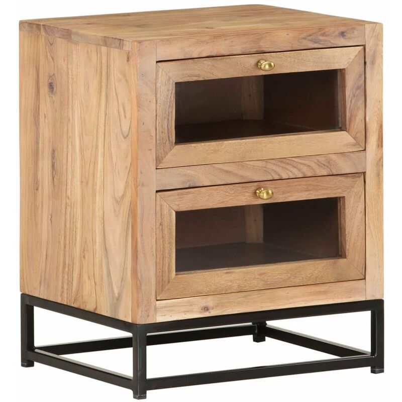 

Mesita de noche de madera maciza de acacia 40x30x50 cm