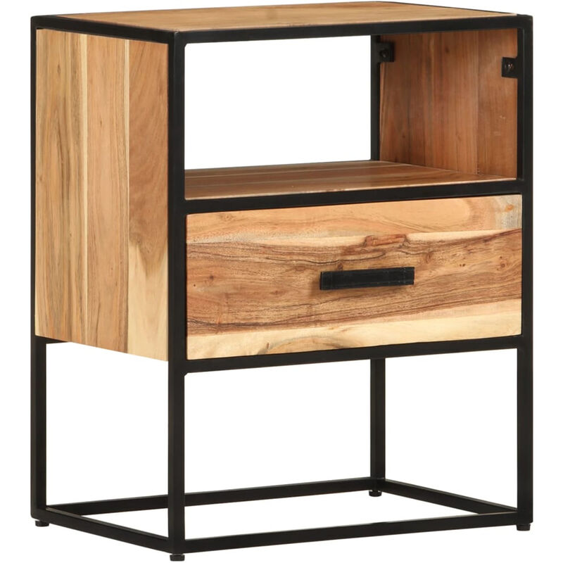 

Mesita de noche de madera maciza de acacia 40x30x50 cm