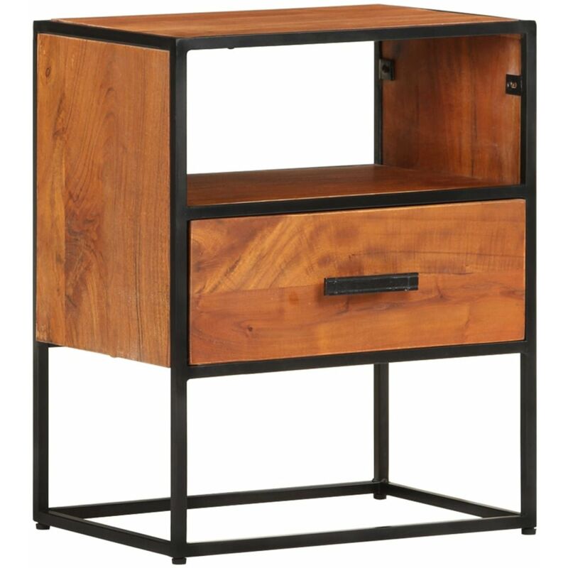 

Mesita de noche de madera maciza de acacia 40x30x50 cm
