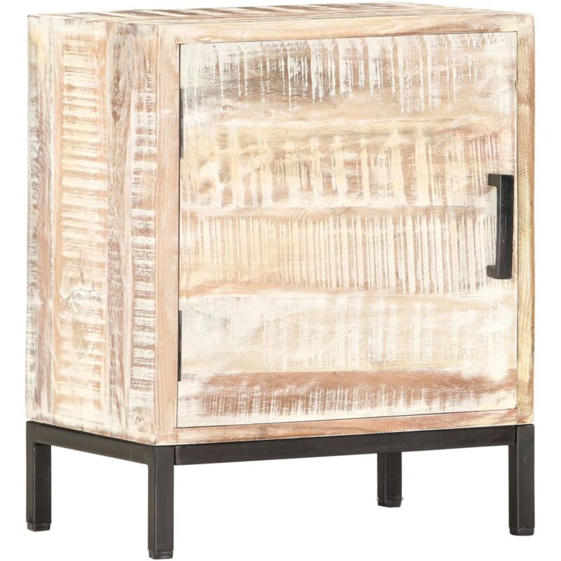 

vidaXL Mesita de noche de madera maciza de acacia 40x30x50 cm - Blanco