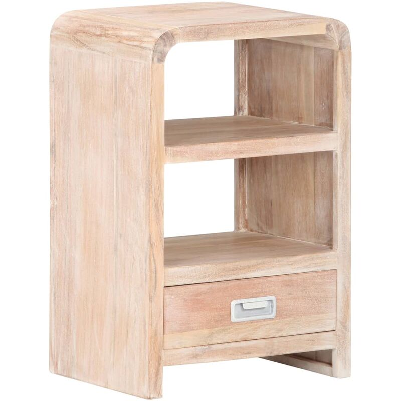 

Mesita de noche de madera maciza de acacia 40x30x60 cm - Blanco