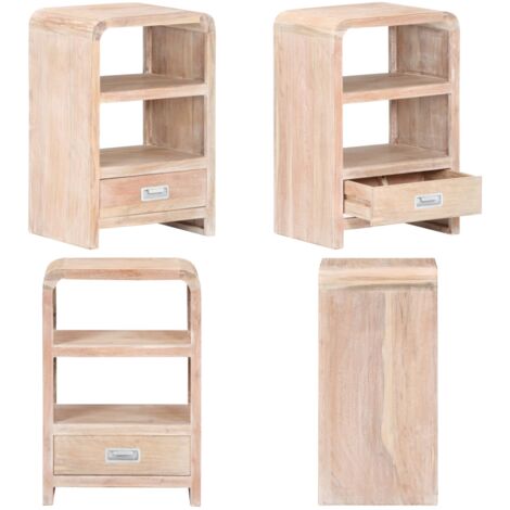 Mesita de noche de madera maciza de acacia 40x30x60 cm - Madera maciza - Acacia