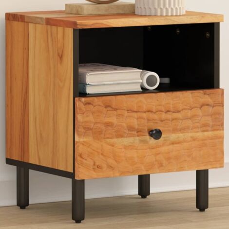 Mesita de noche de madera maciza de acacia 40x33x46 cm vidaXL