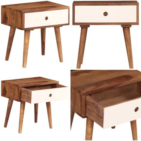 Mesita de noche de madera maciza de acacia 45x30x45 cm - Madera maciza - Acacia