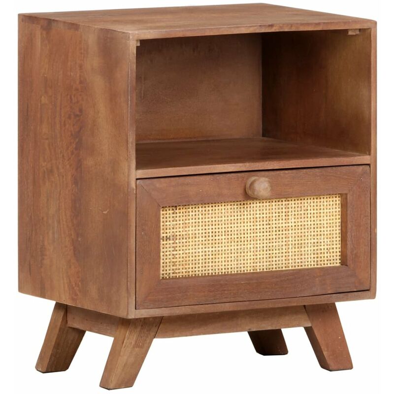 

Happyshopping - Mesita de noche de madera maciza de mango 40x30x50 cm