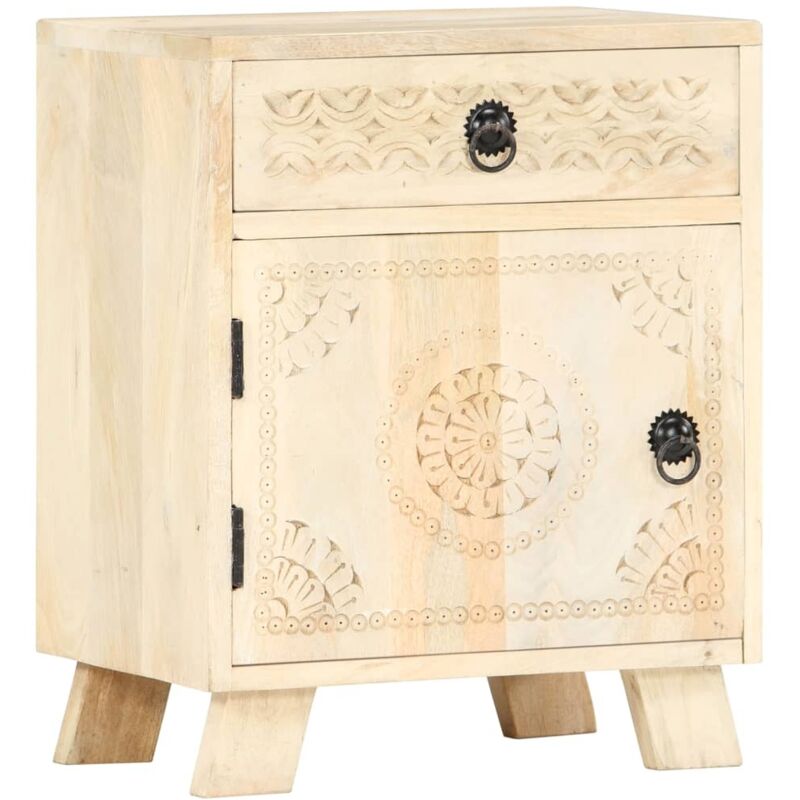 

vidaXL Mesita de noche de madera maciza de mango 40x30x50 cm - Blanco