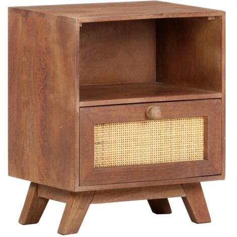 Mesita de noche de madera maciza de mango 40x30x50 cm