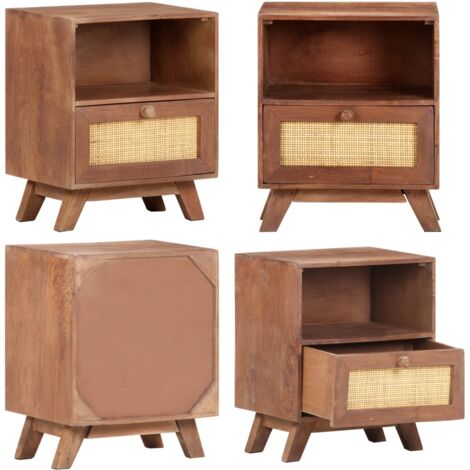 Mesita de noche de madera maciza de mango 40x30x50 cm - Madera maciza - Mango