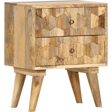 Mesita de noche de madera maciza de mango 40x30x50 cm vidaXL - Marrón