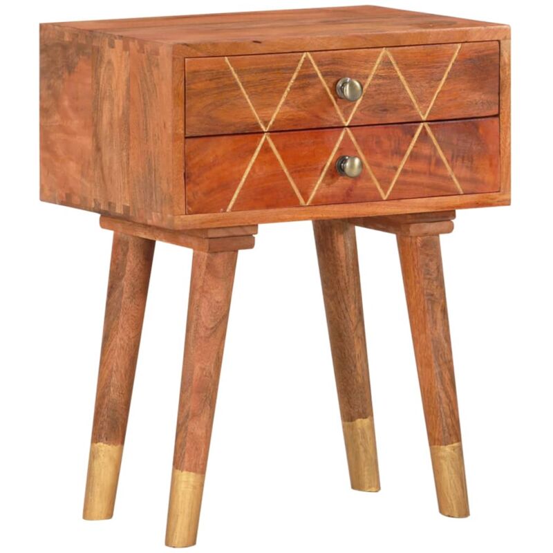 

vidaXL Mesita de noche de madera maciza de mango 43x30x58 cm - Marrón