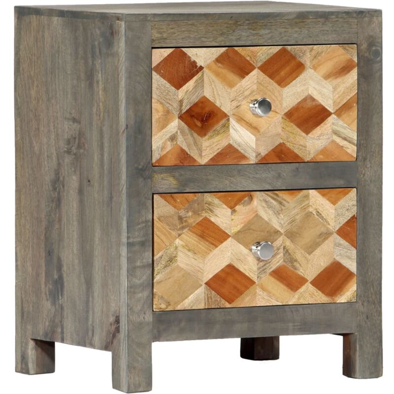 

vidaXL Mesita de noche de madera maciza de mango gris 40x30x50 cm - Gris