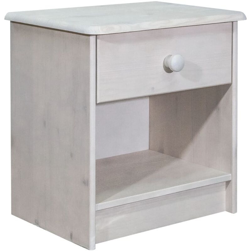

Mesita de noche de madera maciza de pino 41x30x42 cm - Blanco