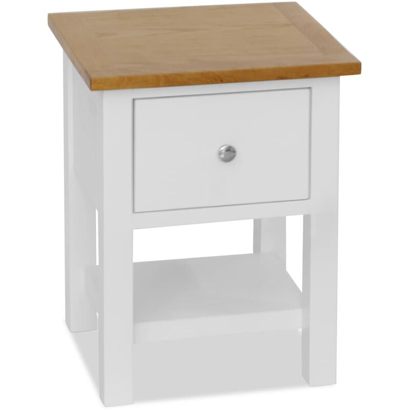 

vidaXL Mesita de noche de madera de roble maciza 36x30x47 cm - Blanco