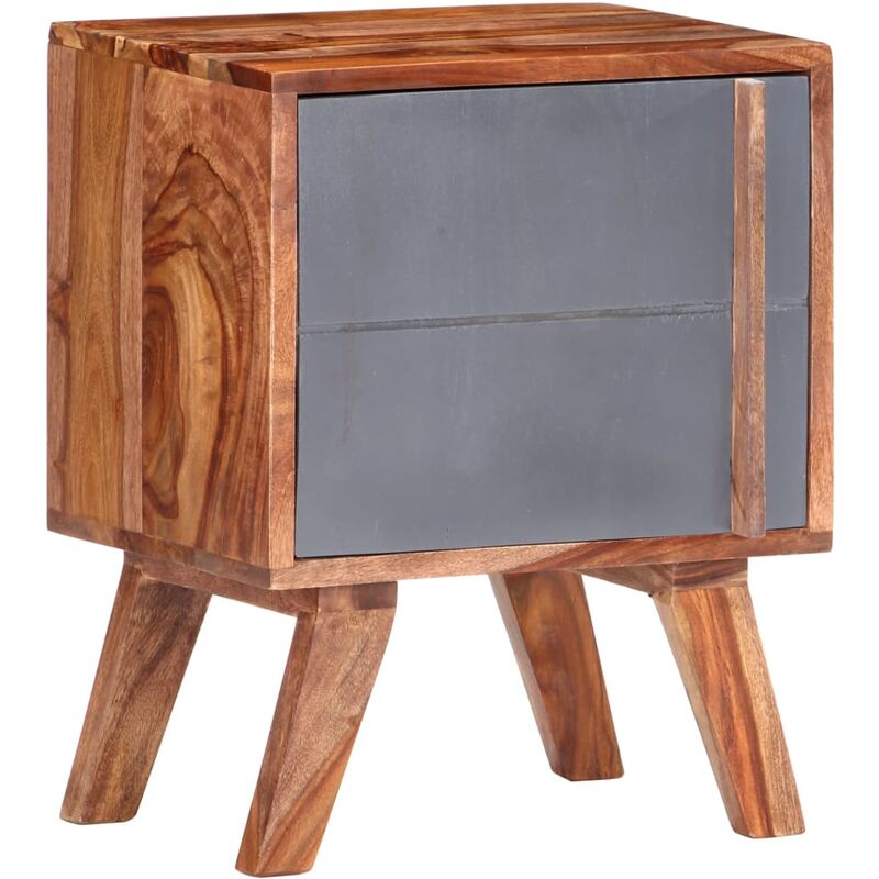 

Mesita de noche de madera maciza de sheesham gris 40x30x50 cm