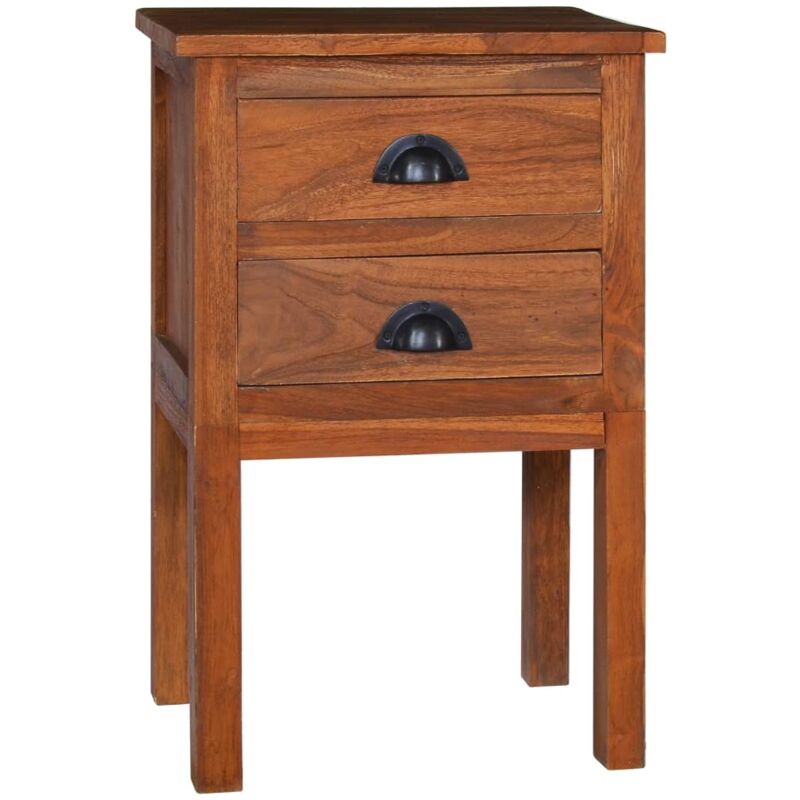 

vidaXL Madera Maciza de Teca Mesita de Noche 40x35x60 cm 2 Cajones - Marrón