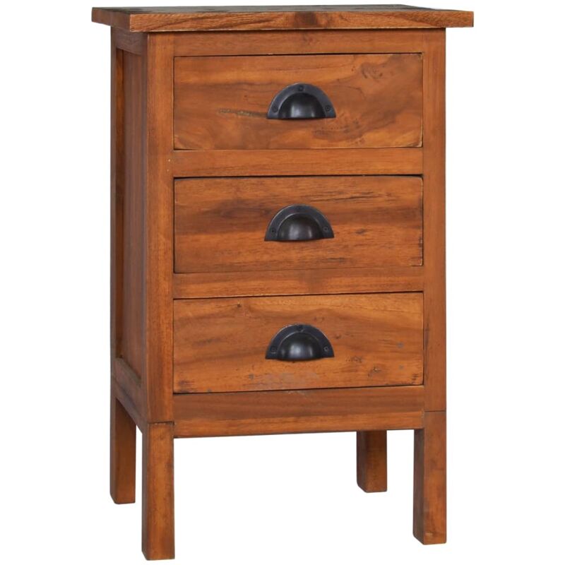 

vidaXL Madera Maciza de Teca Mesita de Noche 40x35x60 cm 3 Cajones - Marrón