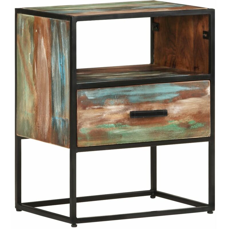 

Mesita de noche de madera maciza reciclada 40x30x50 cm