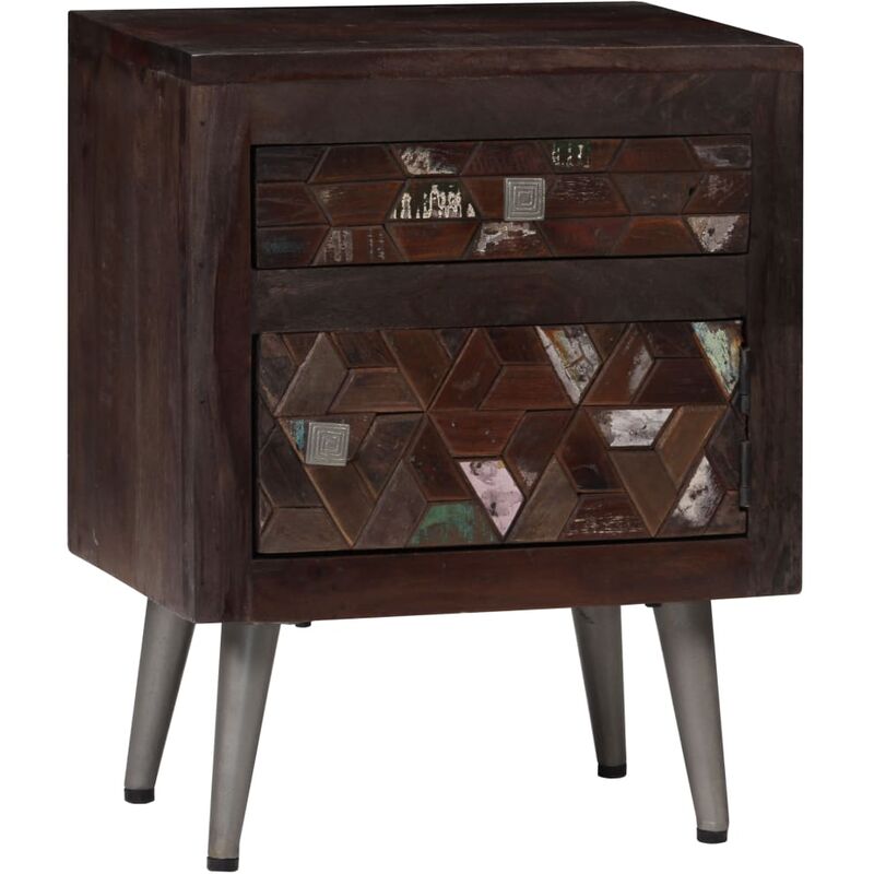 

Mesita de noche de madera maciza reciclada 40x30x50 cm