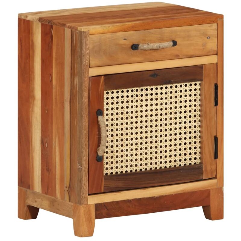

Mesita de noche de madera maciza reciclada 40x30x50 cm - Marrón