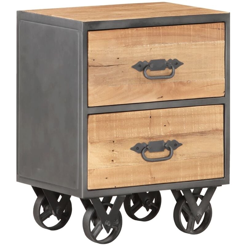 

Mesita de noche de madera maciza reciclada 40x30x51 cm