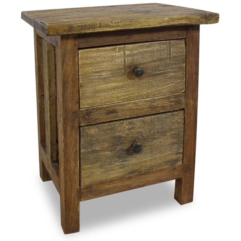 

Mesita de noche de madera maciza reciclada 40x30x51 cm - Marrón