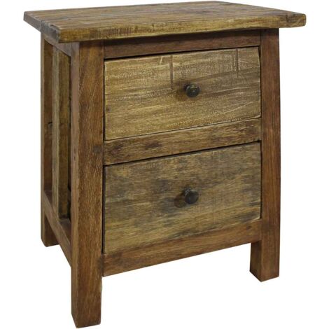 Mesita de noche de madera maciza reciclada 40x30x51 cm